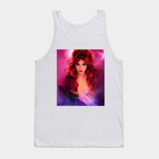 Beautiful Woman in Magical Color Spwirl Tank Top